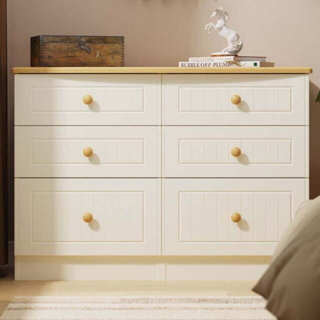 Crowndale Warwick 6 Drawer Cream Ash and Oak Wide Midi Chest of Drawers - Wilko - image 1