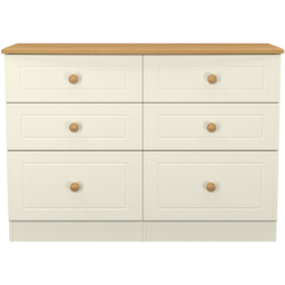 Crowndale Warwick 6 Drawer Cream Ash and Oak Wide Midi Chest of Drawers - Wilko - thumbnail 3