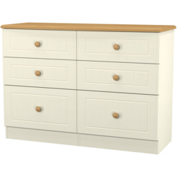 Crowndale Warwick 6 Drawer Cream Ash and Oak Wide Midi Chest of Drawers - Wilko - thumbnail 5