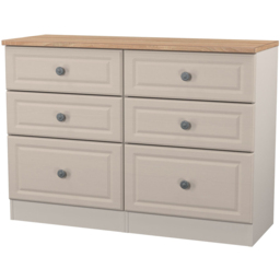 Crowndale Norfolk 6 Drawer Kashmir Ash and Bardolino Oak Wide Chest of Drawers Ready Assembled - Kashmir Ash & Bardolino Oak - Wilko - thumbnail 4
