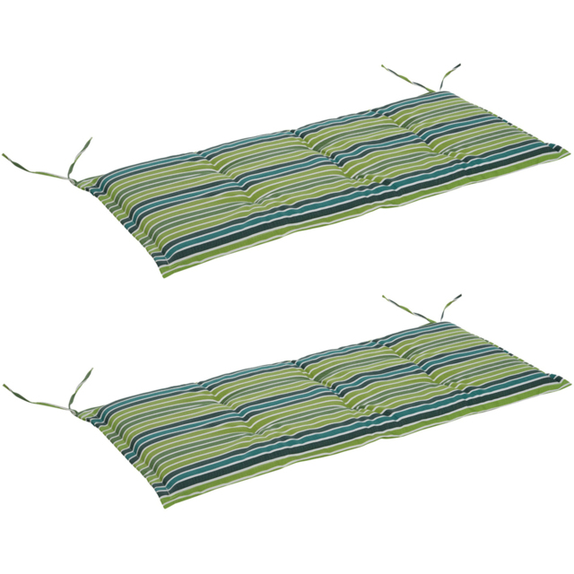 Outsunny Green Striped Rattan Set Seat Cushion 120 x 50cm 2 Pack - Size: 2 Piece - Multi - Wilko - image 1
