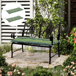 Outsunny Green Striped Rattan Set Seat Cushion 120 x 50cm 2 Pack - Size: 2 Piece - Multi - Wilko - thumbnail 3