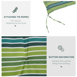 Outsunny Green Striped Rattan Set Seat Cushion 120 x 50cm 2 Pack - Size: 2 Piece - Multi - Wilko - thumbnail 7