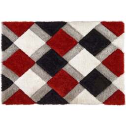 Origins 3D GEO Red Shaggy Rug 60 x 110cm - Origins Rugs - Wilko - thumbnail 1
