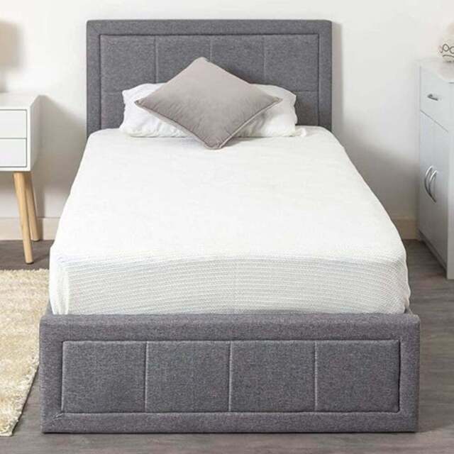 Portland Single Ottoman Upholstered Bed Frame with Storage - Grey - Wilko - image 1