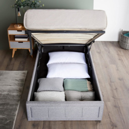Portland Single Ottoman Upholstered Bed Frame with Storage - Grey - Wilko - thumbnail 4