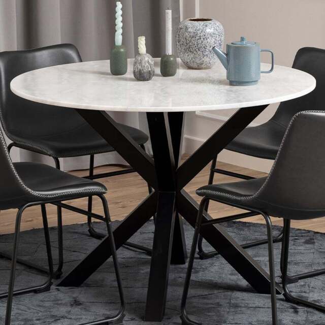 Florence Heaven Polished Marble Round 4 Seater Dining Table White - Furniture To Go - Wilko - image 1