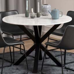 Florence Heaven Polished Marble Round 4 Seater Dining Table White - Furniture To Go - Wilko