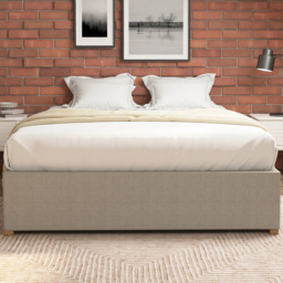 Aspire Furniture Double Natural Eire Linen Platform Ottoman Bed - Cream - Aspire Beds - Wilko