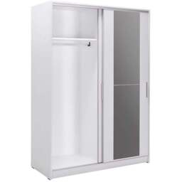 FWStyle 2 Door White Sliding Mirrored Double Wardrobe - Wilko - thumbnail 5