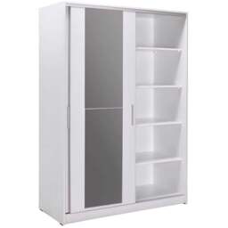FWStyle 2 Door White Sliding Mirrored Double Wardrobe - Wilko - thumbnail 4