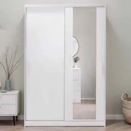 FWStyle 2 Door White Sliding Mirrored Double Wardrobe - Wilko - thumbnail 1