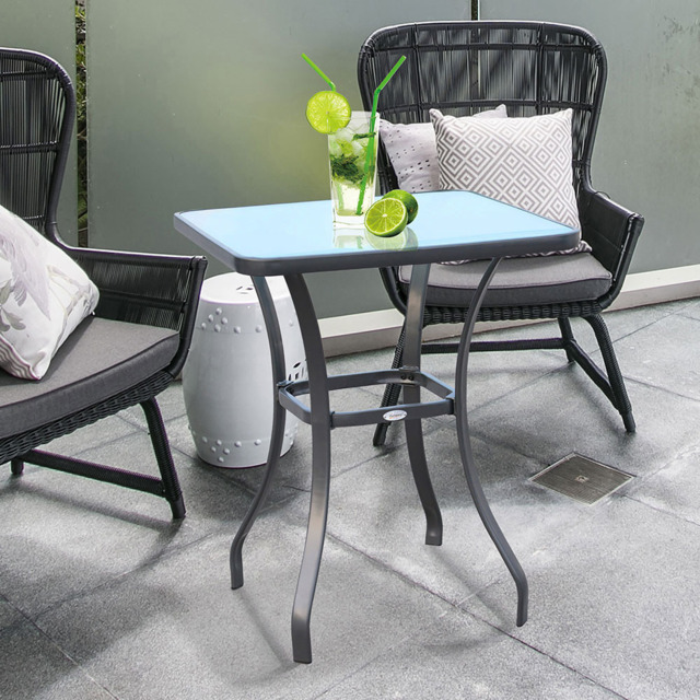 Outsunny Bistro Dining Coffee Table - Size: 84 x 68.5 x 68.5cm - Black - Wilko - image 1
