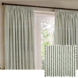 Yard Hebden Green Striped Cotton Pencil Pleat Curtains 229 x 137cm - Size: 137 x 229 x 1cm - Wilko - thumbnail 6