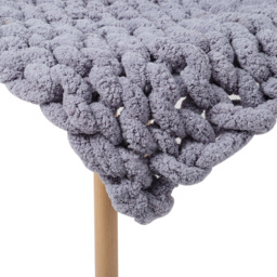 Living and Home Grey Hand Woven Chenille Blanket for Couch and Bed 150cm - Wilko - thumbnail 4