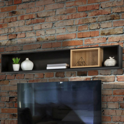 Florence High Rock Matt Black and Riviera Oak Cube Shelf - Size: 22 x 150 x 26cm - Furniture to Go - Wilko
