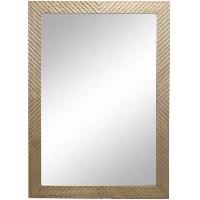 Geometric Carved Wooden Lean To Mirror - Brown - Wilko - image 1