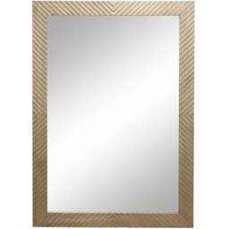 Geometric Carved Wooden Lean To Mirror - Brown - Wilko