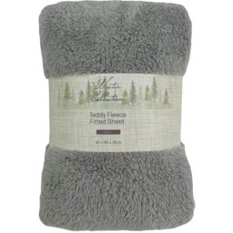 Soft Teddy Fleece Fitted Sheet Silver Single - Winter Collection - Wilko - thumbnail 1
