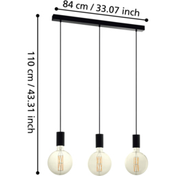 EGLO Pozueta Black Linear Pendant Light - Size: 110 x 6.5 x 84cm - Wilko - thumbnail 5