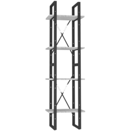 vidaXL 4 Shelf Grey Sonoma Industrial Style Bookcase - Size: 140 x 40 x 30cm - Wilko - thumbnail 3