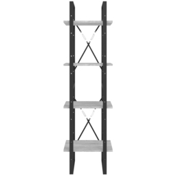 vidaXL 4 Shelf Grey Sonoma Industrial Style Bookcase - Size: 140 x 40 x 30cm - Wilko - thumbnail 6