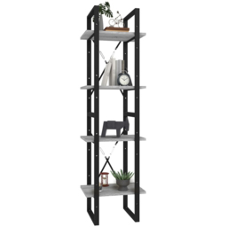 vidaXL 4 Shelf Grey Sonoma Industrial Style Bookcase - Size: 140 x 40 x 30cm - Wilko - thumbnail 5