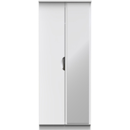 Crowndale Camden 2 Door White Gloss and White Mirrored Wardrobe Ready Assembled - White Gloss & White - Wilko - thumbnail 3
