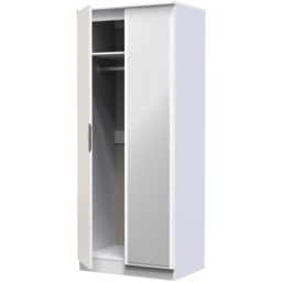 Crowndale Camden 2 Door White Gloss and White Mirrored Wardrobe Ready Assembled - White Gloss & White - Wilko - thumbnail 5