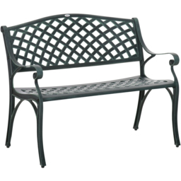 Outsunny 2 Seater Verdigris Cast Aluminium Antique Bench with Armrest - Green - Wilko - thumbnail 3