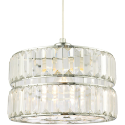 Happy Homewares 2 Tier Pendant Shade with Clear Acrylic Prism - Size: 15 x 25 x 25cm - Silver - Wilko - thumbnail 4