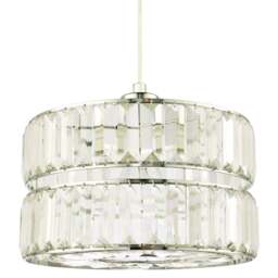 Happy Homewares 2 Tier Pendant Shade with Clear Acrylic Prism - Size: 15 x 25 x 25cm - Silver - Wilko