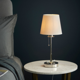 Merano Florence White and Bright Nickel Vintage Table Lamp - Size: 21 x 21 x 49.7cm - Wilko - thumbnail 3