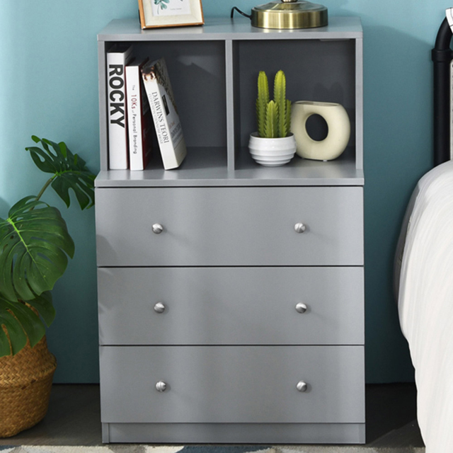 Costway 3 Drawer 2 Shelf Grey Dresser - Size: 60 x 40 x 93.5cm - Wilko - image 1