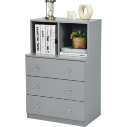 Costway 3 Drawer 2 Shelf Grey Dresser - Size: 60 x 40 x 93.5cm - Wilko - thumbnail 4
