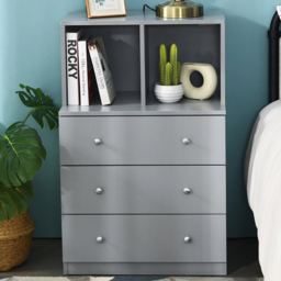 Costway 3 Drawer 2 Shelf Grey Dresser - Size: 60 x 40 x 93.5cm - Wilko