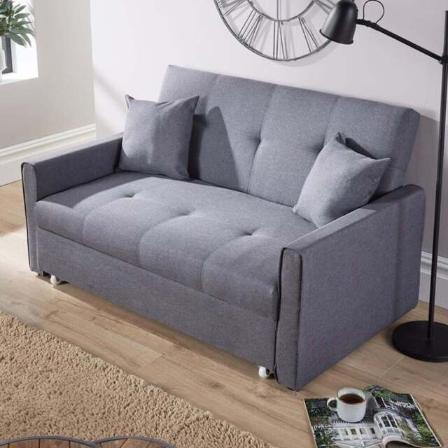 Home Source 2 Seater Dark Grey Sofa Bed - Wilko - image 1