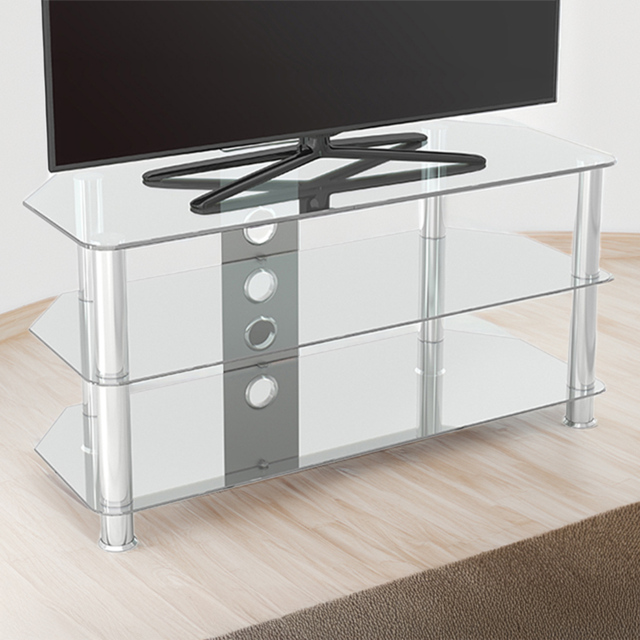 AVF Classic 3 Shelf Clear and Chrome Corner TV Stand - AVF Group Ltd - Wilko - image 1