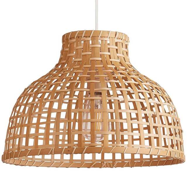 Lighting Collection Pelltis Small Bamboo Ceiling Lamp Shade - Size: 46 x 37 x 37cm - Natural - Wilko - image 1