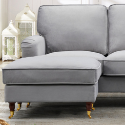 Woodbury 3 Seater Grey Velvet U Shape Corner Sofa - Artemis Home - Wilko - thumbnail 3