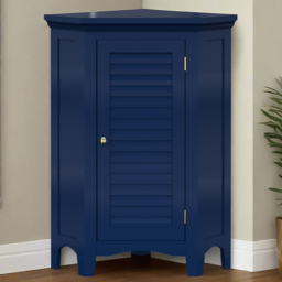 Teamson Home Glancy Single Door Navy Wooden Corner Stand Floor Cabinet 32 inch - Size: 81.7 x 43.3 x 63.3cm - Blue - Wilko - thumbnail 1