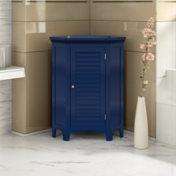 Teamson Home Glancy Single Door Navy Wooden Corner Stand Floor Cabinet 32 inch - Size: 81.7 x 43.3 x 63.3cm - Blue - Wilko - thumbnail 7