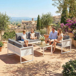 Outsunny 6 Seater White Metal Garden Corner Sofa Set - Wilko - thumbnail 4