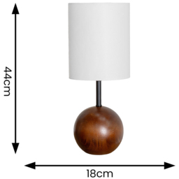 ValueLights Brandon White Tall Linen Lamp Shade Dark Walnut Wood Ball LED Table Lamp - Size: 44 x 18 x 18cm - Brown - Wilko - thumbnail 5