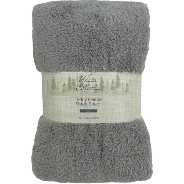 Soft Teddy Fleece Fitted Sheet Silver King - Winter Collection - Wilko - image 1