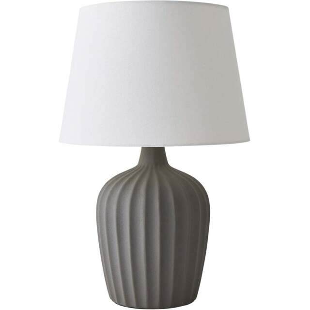 ValueLights Serena Natural Tapered Linen Lamp Shade Ribbed Ceramic Grey LED Table Lamp - Size: 50.5 x 33 x 33cm - Wilko - image 1