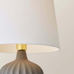ValueLights Serena Natural Tapered Linen Lamp Shade Ribbed Ceramic Grey LED Table Lamp - Size: 50.5 x 33 x 33cm - Wilko - thumbnail 4