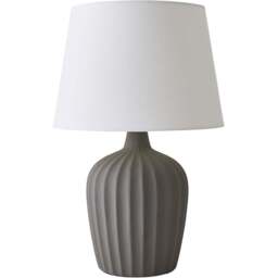 ValueLights Serena Natural Tapered Linen Lamp Shade Ribbed Ceramic Grey LED Table Lamp - Size: 50.5 x 33 x 33cm - Wilko