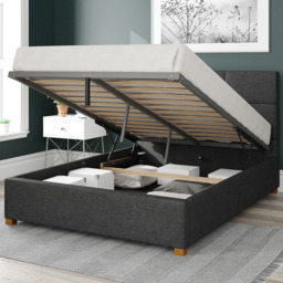 Aspire Caine King Size Charcoal Saxon Twill Ottoman Bed - Grey - Aspire Beds - Wilko - thumbnail 3