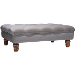 Living and Home Grey Buttoned Velvet Footstool - Wilko - thumbnail 3